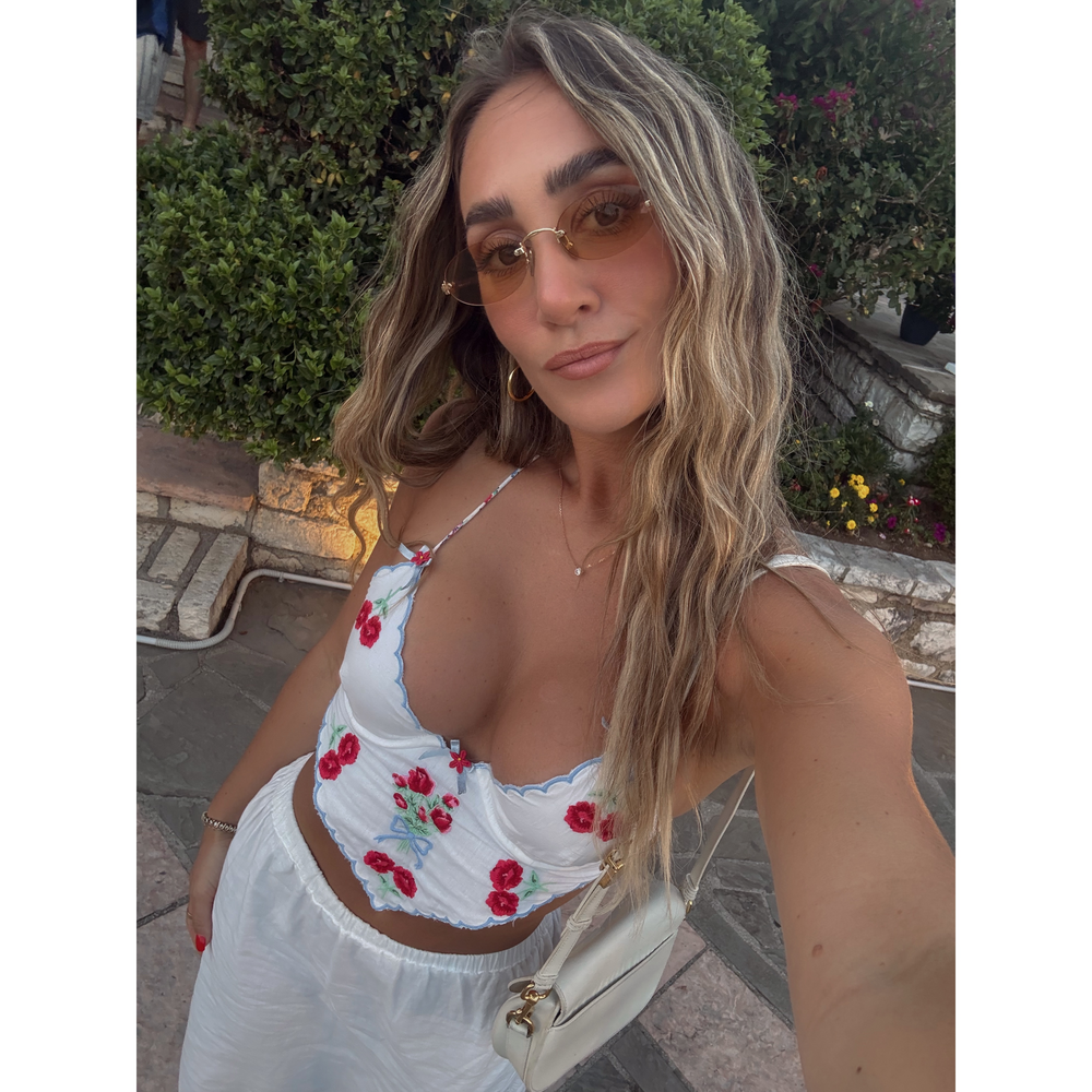 For Love & Lemons White Embroidered Top & Skirt Floral Set - Picture 3 of 6